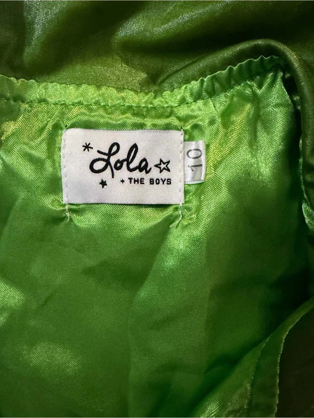 Lola + The Boys Green Metallic Ruffle Bow Dress Girls Size 10